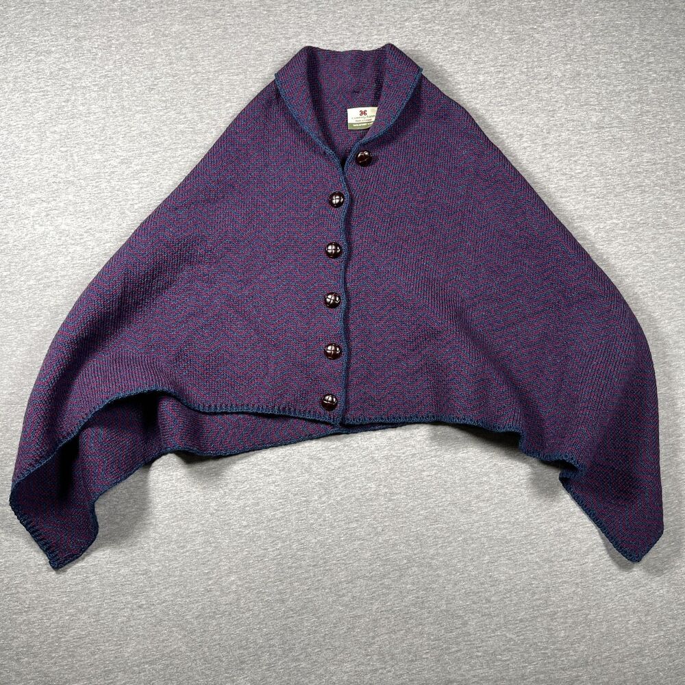Carraig Donn Cape Womens One Size Purple Merino Wool Herringbone Button